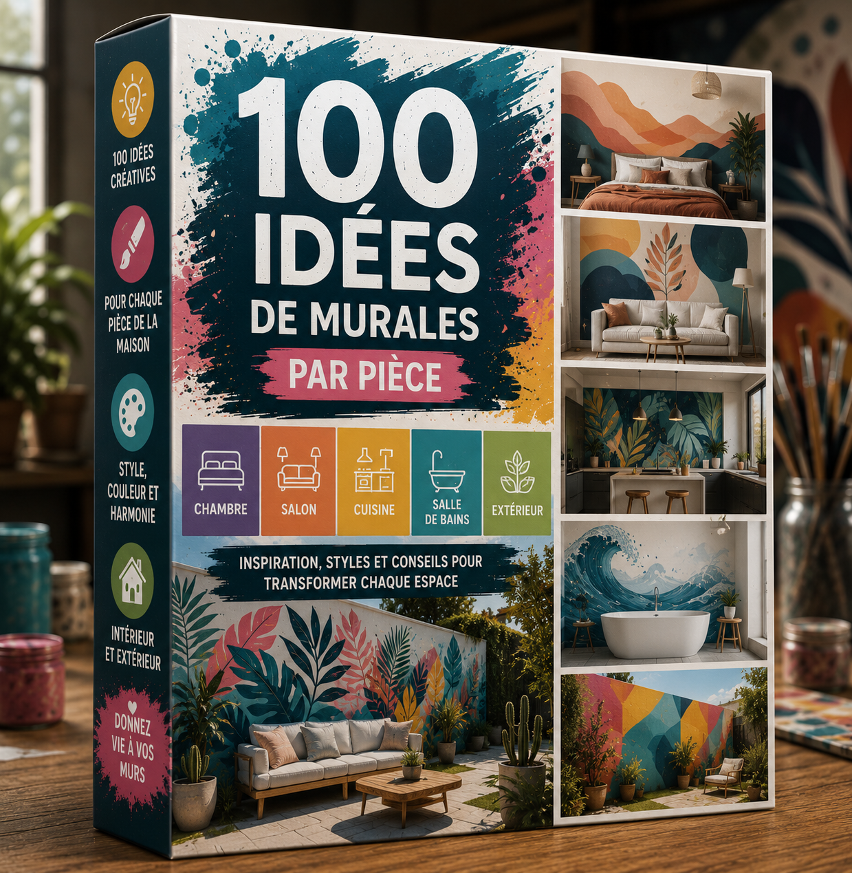100 Ideas de Murales por Habitación: Dormitorio, Sala de Estar, Cocina, Baño y Exteriores